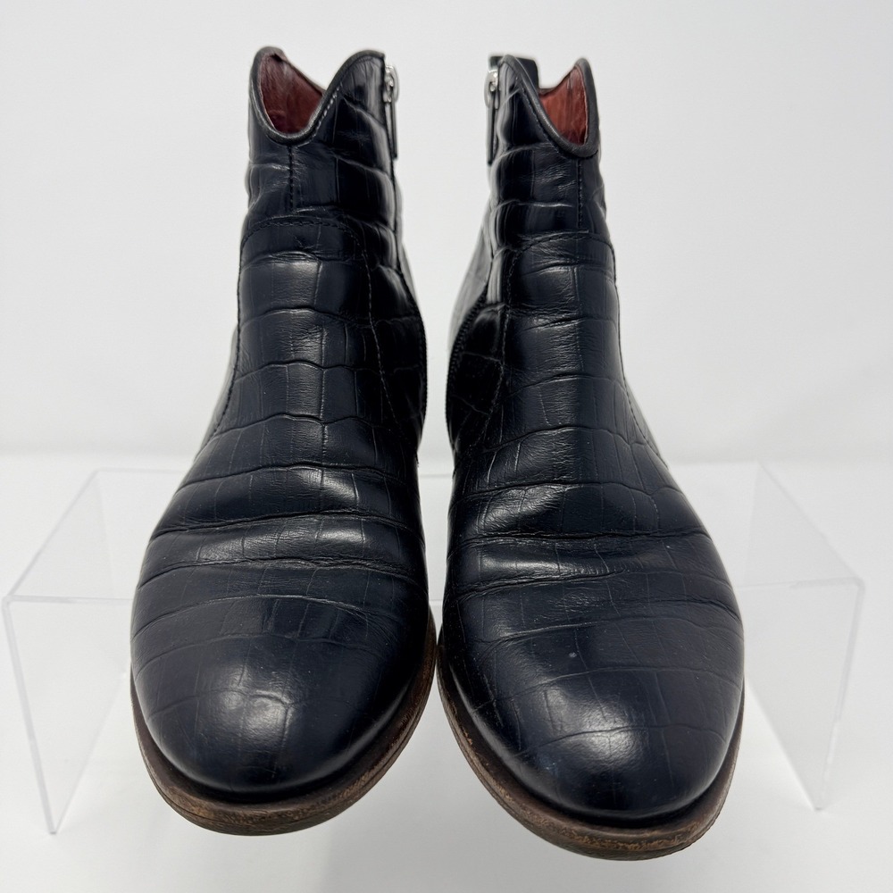 Pikolinos Black Leather Boots Womens Size 8.5 39 Crocodile Embossed Studded - Picture 5 of 7